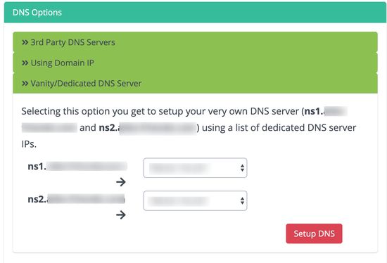 servidor DNS vanity - IP dedicada